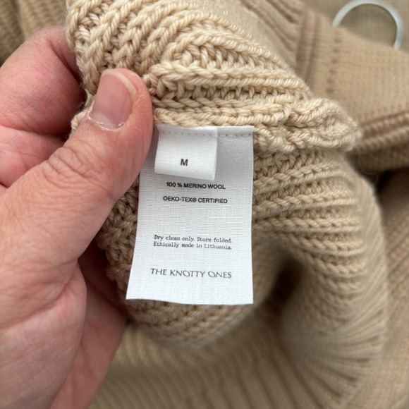 NWT The Knotty Ones Laumes Beige Merino Wool Sweater - Size Medium - Picture 3 of 6